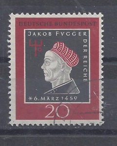 Mi-Nr-307-Bund-BRD-Jahr-1959-Jakob-Fuger-20-gestempelt-V1a