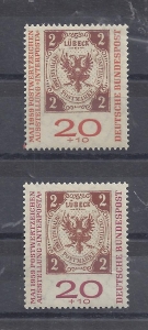 Mi-Nr-311-und-311a-Bund-BRD-1959-Int-PWZ-V1a-Klebeflche
