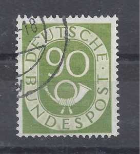 MiNr-138-BRD-Bund-Jahr-1951-Posthorn-90-grn-gestempelt