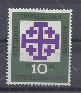 Mi-Nr-314-Bund-BRD-1959-ev-Kirchentag-Klebeflche-V1a