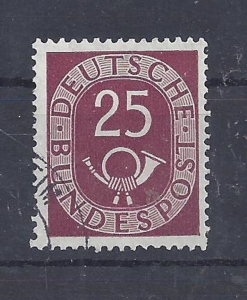 MiNr-131-BRD-Bund-Jahr-1951-Posthorn-25-braun-gestempelt