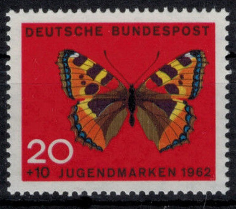 Bild 1 von Mi. Nr. 378, BRD, Bund, Jahr 1962, Jugend Schmetterlinge 20+10, ungestempelt