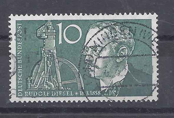 Bild 1 von Mi. Nr. 284, BRD, Bund, Rudolf Diesel 10, V1a, Jahr 1958, gestempelt