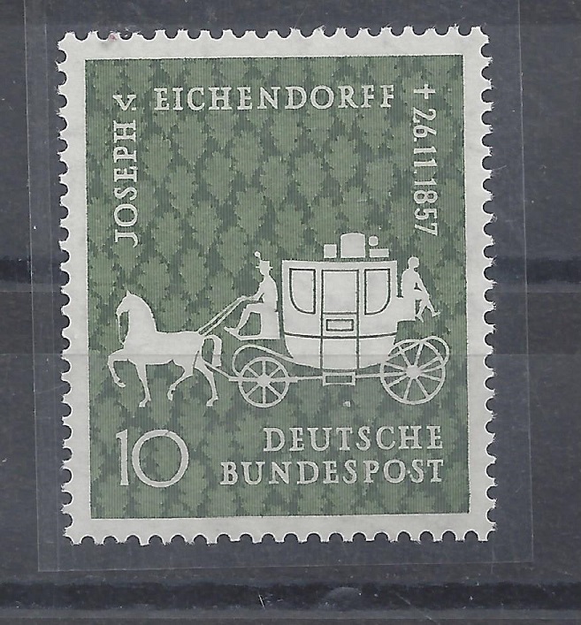 Bild 1 von Mi. Nr. 280, BRD, Bund, Jahr 1957, J.v. Eichendorff, V1a, mit Klebefläche