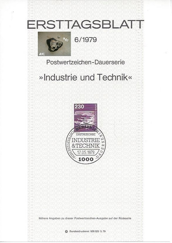 Bild 1 von Ersttagsblatt, Industrie und Technik 230, Berlin 1979