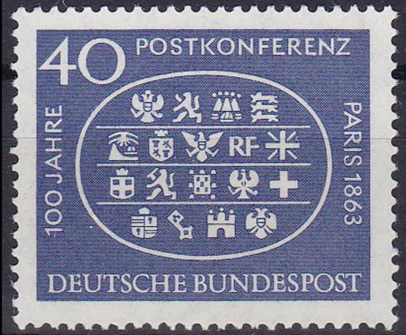 Bild 1 von Mi. Nr. 398, 100. Jahrestag der ersten Internationalen Postkonferenz, Jahr 1963, ungestempelt