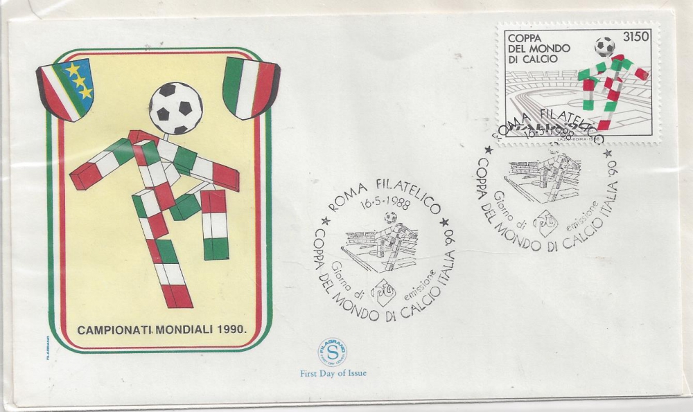 Bild 1 von Ersttagsbrief, FDC, Roma, Italien, 16.05.1988, Campionati Mondiali 1990, Brief gestempelt