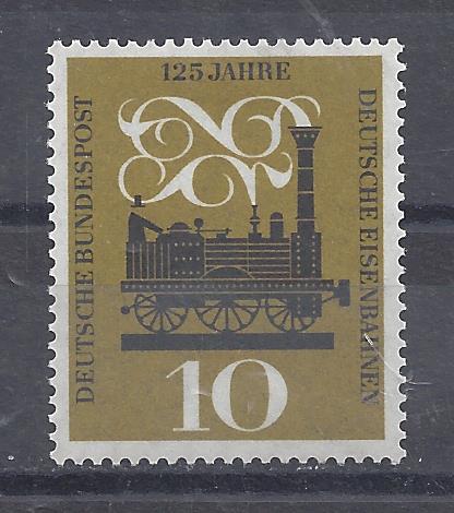 Bild 1 von Mi. Nr. 345, Bund, BRD, 1960, 125 Eisenbahn, Klebefläche, V1