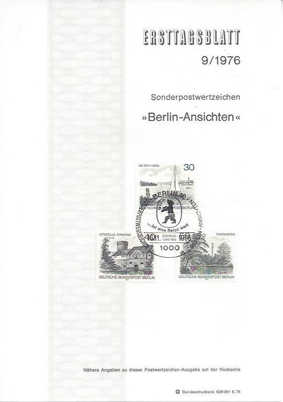 Bild 1 von Ersttagsblatt, Berlin Ansichten, 1976 Berlin