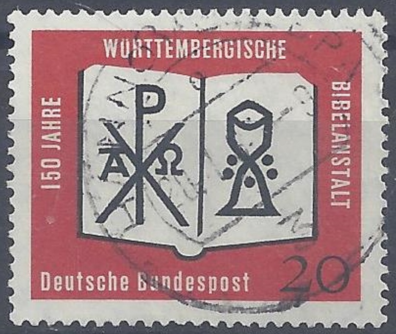 Bild 1 von Mi. Nr. 382, BRD, Bund, Jahr 1962, 100 J. Württembergische Bibelanstalt 20, gestempelt