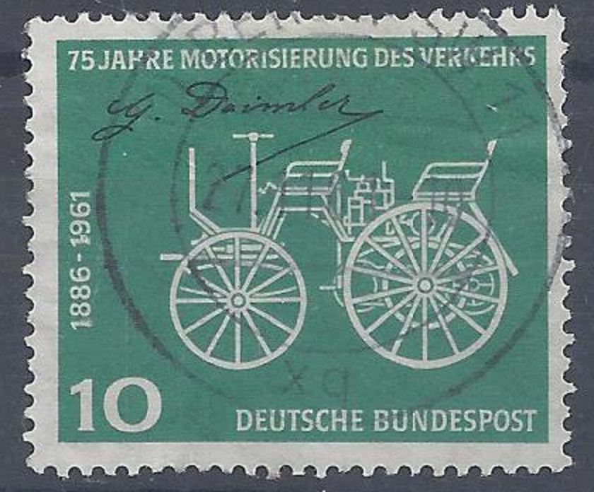 Bild 1 von Mi. Nr. 363, BRD, Bund, 70 Jahre Motorisierung Verkehr 10, Jahr 1961, gestempelt