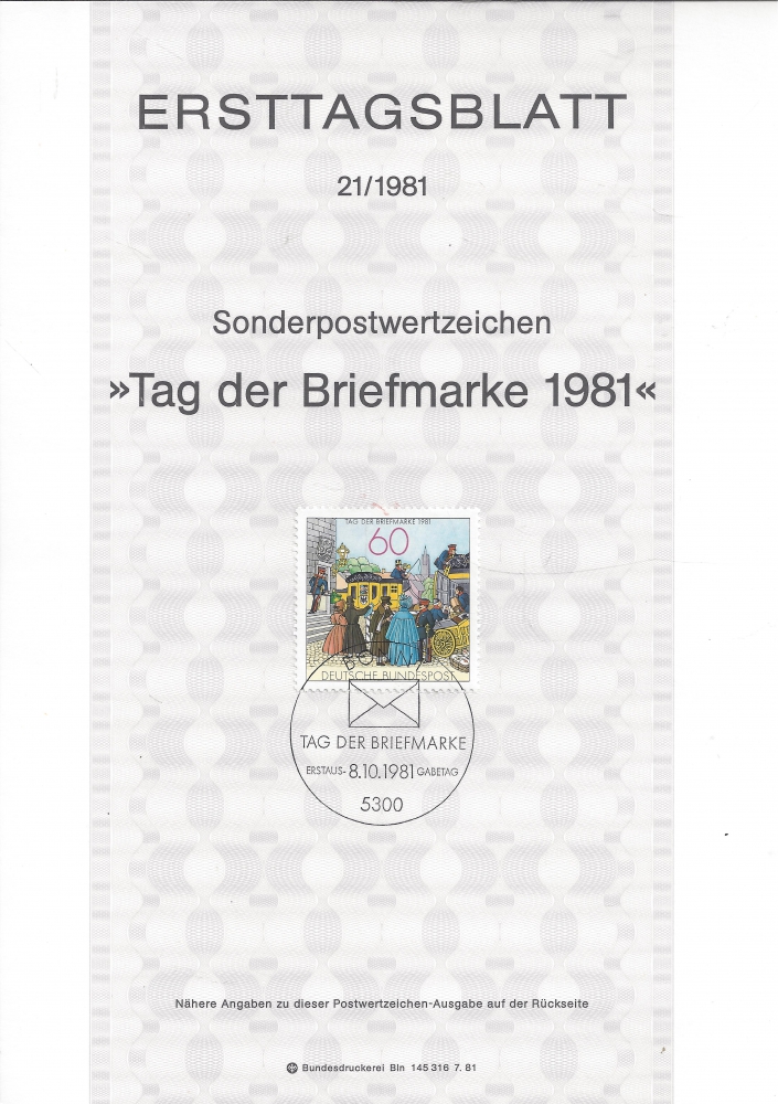 Bild 1 von Ersttagsblatt, Mi. Nr. 1112, BRD, Bund, Tag der Briefmarke, gestempelt