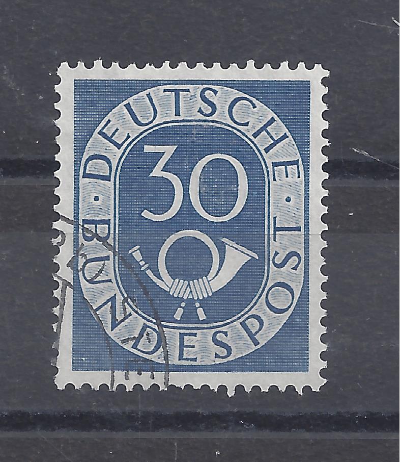 Bild 1 von Mi. Nr. 132, BRD, Bund, Jahr 1951, Posthorn 30, blau, gestempelt