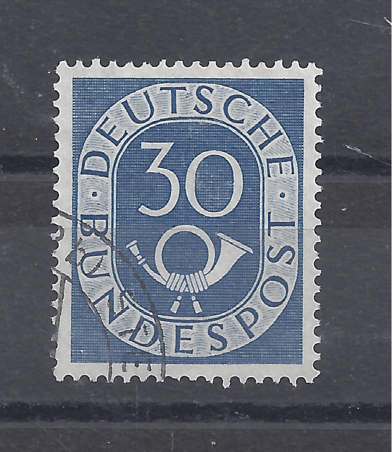 Bild 1 von Mi.Nr. 132, BRD, Bund, Jahr 1951, Posthorn 30, blau, gestempelt
