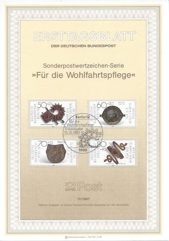 Bild 1 von Ersttagsblatt, Für die Wohlfahrtspflege, 1987 Berlin