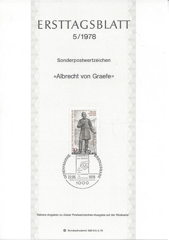 Bild 1 von Ersttagsblatt, Albrecht von Graefe, Berlin 1978