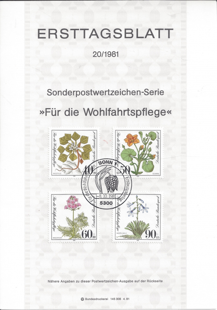 Bild 1 von Ersttagsblatt, Mi. Nr. 1108 - 1111, BRD, Bund, Wohlfahrt, Jahr 1981