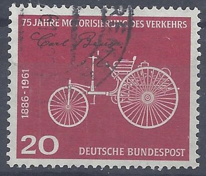 Bild 1 von Mi. Nr. 364, BRD, Bund, Jahr 1961, 70 Jahre Motorisierung Verkehr 20, gestempelt