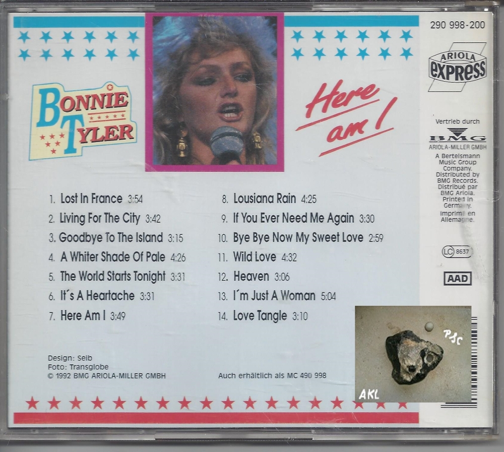 Bild 1 von Bonnie Tyler, Here am, Lost in france, Its a heartache, CD
