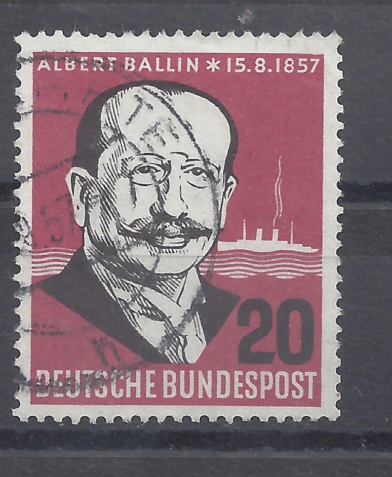 Bild 1 von Mi. Nr. 266, BRD, Bund, Jahr 1957, Albert Ballin 20, V 2a, gestempelt