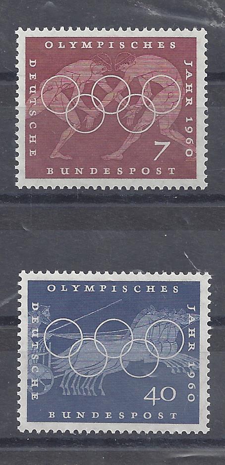 Bild 1 von Mi. Nr. 332 und 335, Bund, BRD, 1960, Sommerspiele,  Klebef Falz, V1
