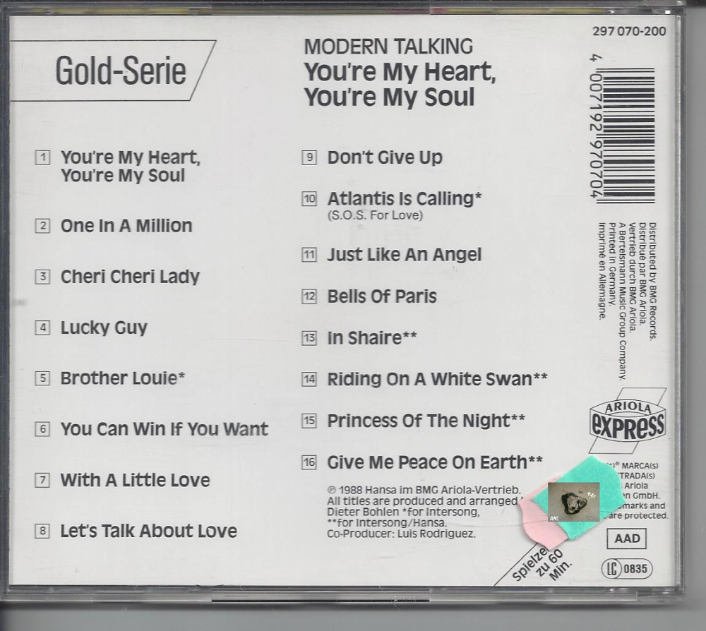 Bild 1 von Modern Talking, Your e my heart youre my soul, CD ✔️