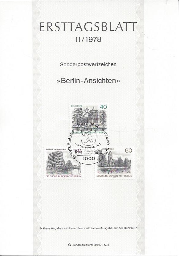 Bild 1 von Ersttagsblatt, Berlin Ansichten, 40, 50, 60, Berlin 1978