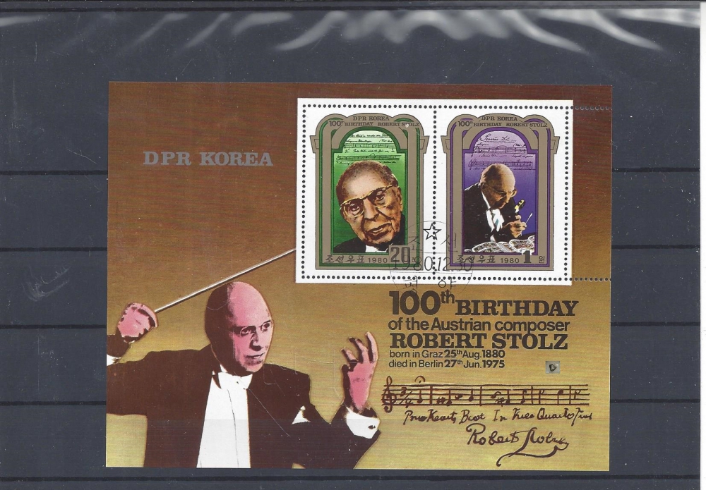 Bild 1 von Briefmarken, Block, 100th Birthday, Robert Stolz, DPR Korea