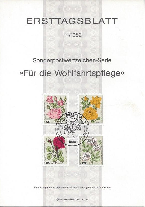Bild 1 von Ersttagsblatt, Für die Wohlfahrtspflege, Berlin 1982