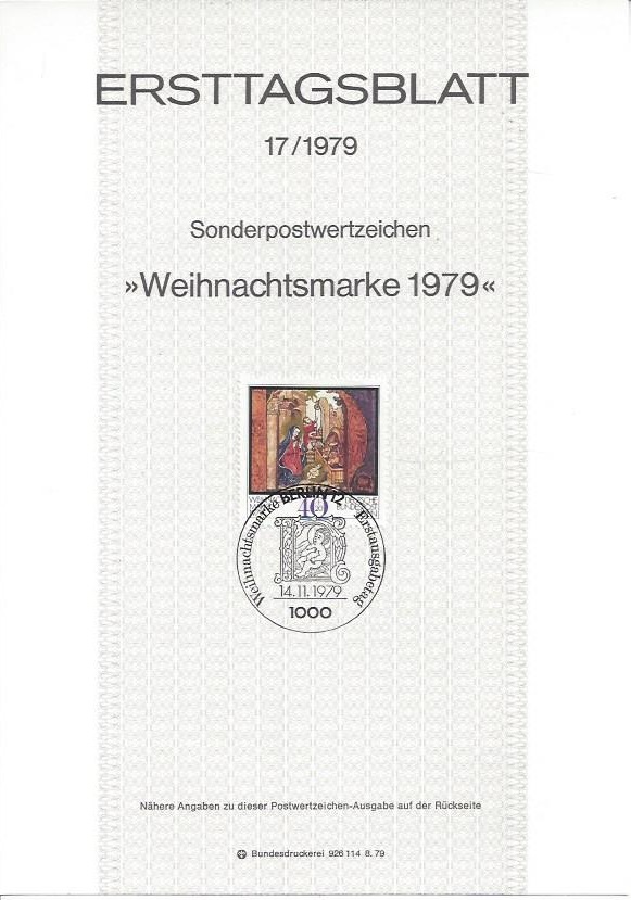 Bild 1 von Ersttagsblatt, Weihnachtsmarke 1979, Berlin
