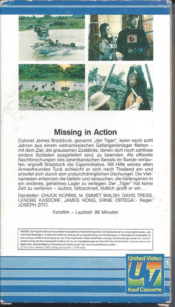 Bild 1 von Missing in Action, Chuck Norris ist der Tiger, United Video, VHS