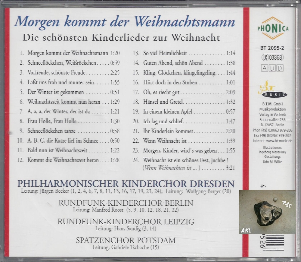 Bild 1 von Morgen kommt der Weihnachtsmann, Die schönsten Kinderlieder zur Weihnacht, CD