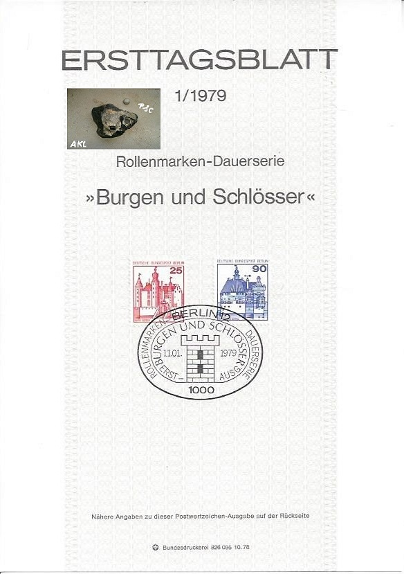 Bild 1 von Ersttagsblatt, Burgen und Schlösser 25 und 90, Berlin 1979