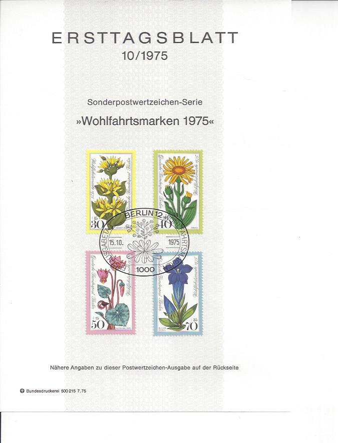 Bild 1 von Ersttagsblatt, Wohlfahrtsmarken 1975, 15.10.1975, Berlin