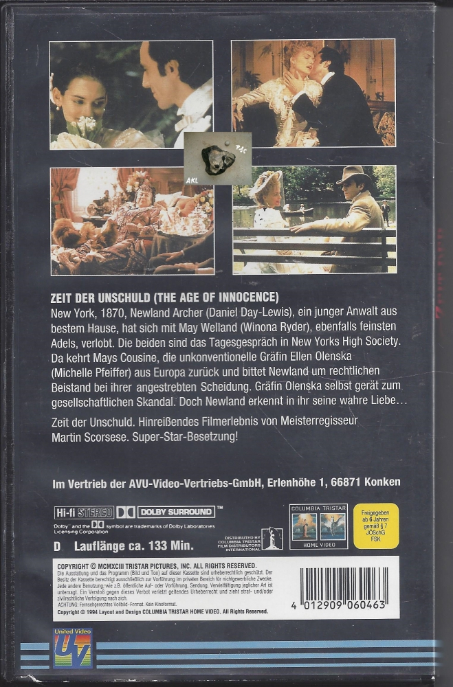 Bild 1 von Zeit der Unschuld, D. Day Lewis, M. Pfeiffer, W. Ryder, VHS