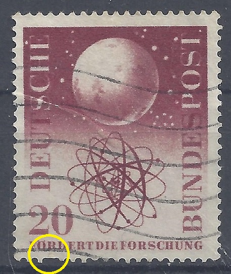 Bild 1 von Mi. Nr. 214, BRD, Bund, Jahr 1955, Forschungsförderung 20, gestempelt