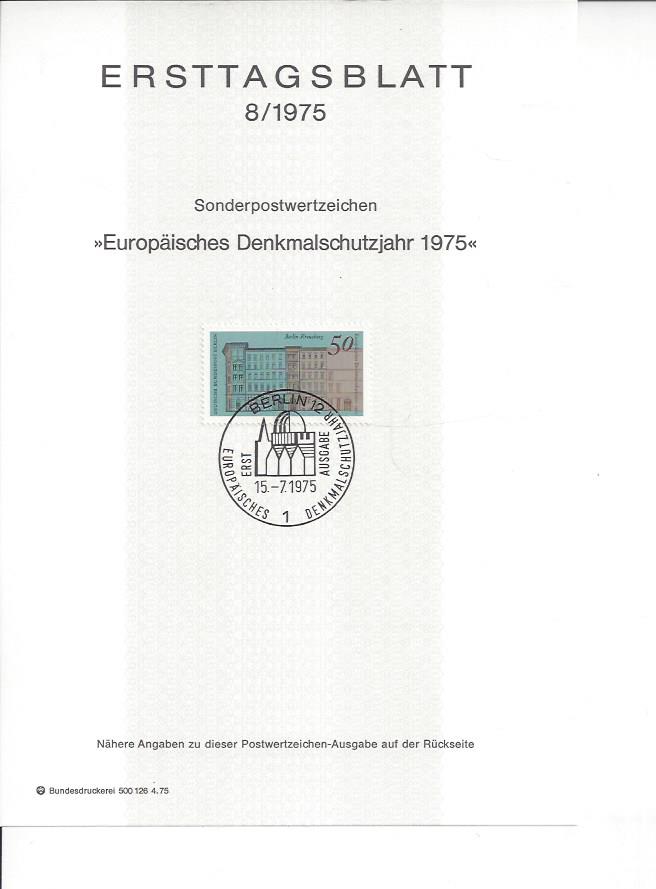 Bild 1 von Ersttagsblatt, Europäisches Denkmalschutzjahr, 15.07.1975, Berlin