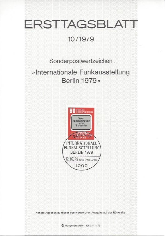 Bild 1 von Ersttagsblatt, Internationale Funkausstellung Berlin 1979
