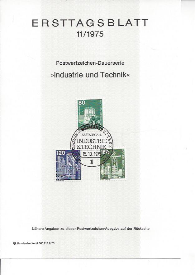 Bild 1 von Ersttagsblatt, Industrie und Technik 80, 120, 160, 15.10.1975 Berlin