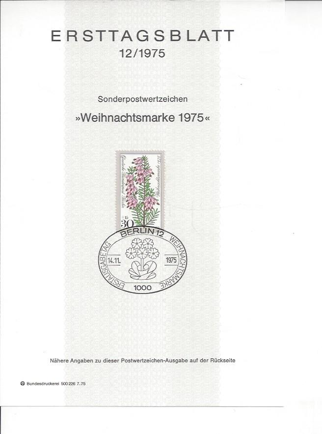 Bild 1 von Ersttagsblatt, Weihnachtsmarke 1975, 11.11.1975, Berlin