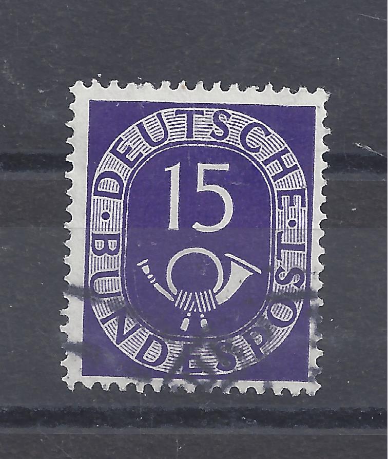 Bild 1 von Mi. Nr. 129, BRD, Bund, Jahr 1951, Posthorn 15, dunkellila, gestempelt