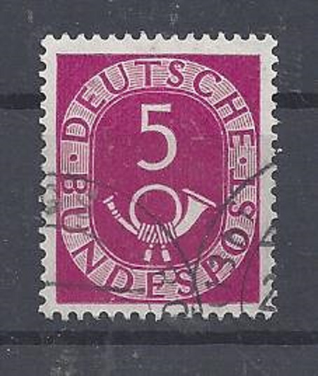 Bild 1 von Mi. Nr. 125, BRD, Bund, Jahr 1951, Posthorn 5, lila, gestempelt