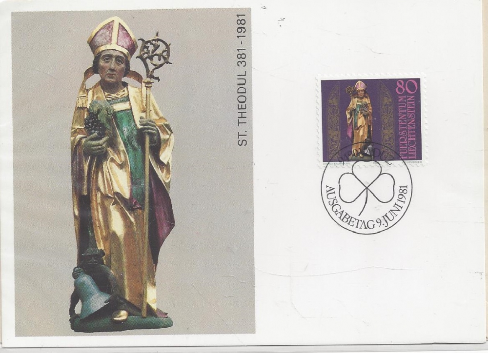Bild 1 von Karte mit Briefmarke, Ausgabetag 9. Juni 1981 St. Theodul 381-1981 Liechtenstein