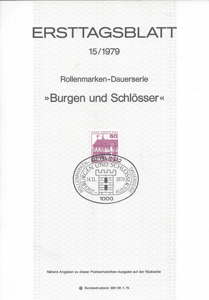 Bild 1 von Ersttagsblatt, Berlin, Mi. Nr. 1028, Burgen, Schlösser