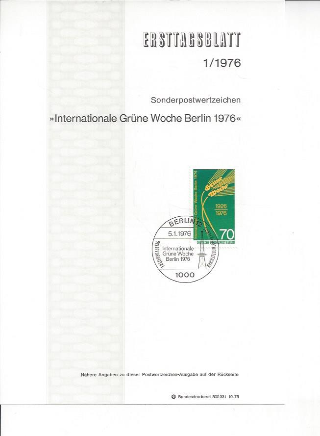 Bild 1 von Ersttagsblatt, Internationale Grüne Woche Berlin 1976, Berlin