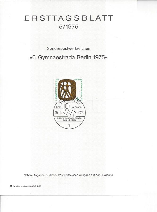 Bild 1 von Ersttagsblatt, 6. Gymnaestrada Berlin 1975, 15.05.1975, Berlin