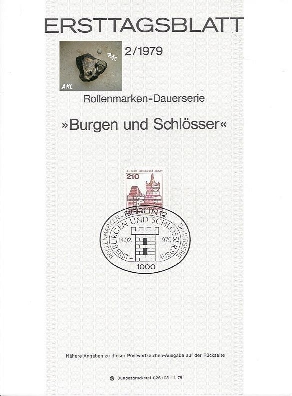 Bild 1 von Ersttagsblatt, Burgen und Schlösser 210, Berlin 1979