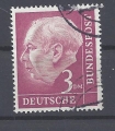 Mi. Nr. 196, BRD, Bund, Jahr 1954, Heuss 3 DM rot, gestempelt