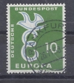 Mi. Nr. 295, BRD, Bund, Jahr 1958, Europa 10, grün, gestempelt, V1a